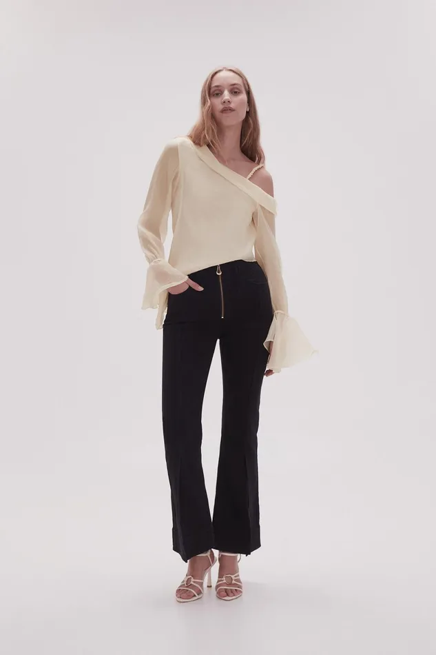 Aje Lola Denim Wide Leg Jeans Black Women Pants