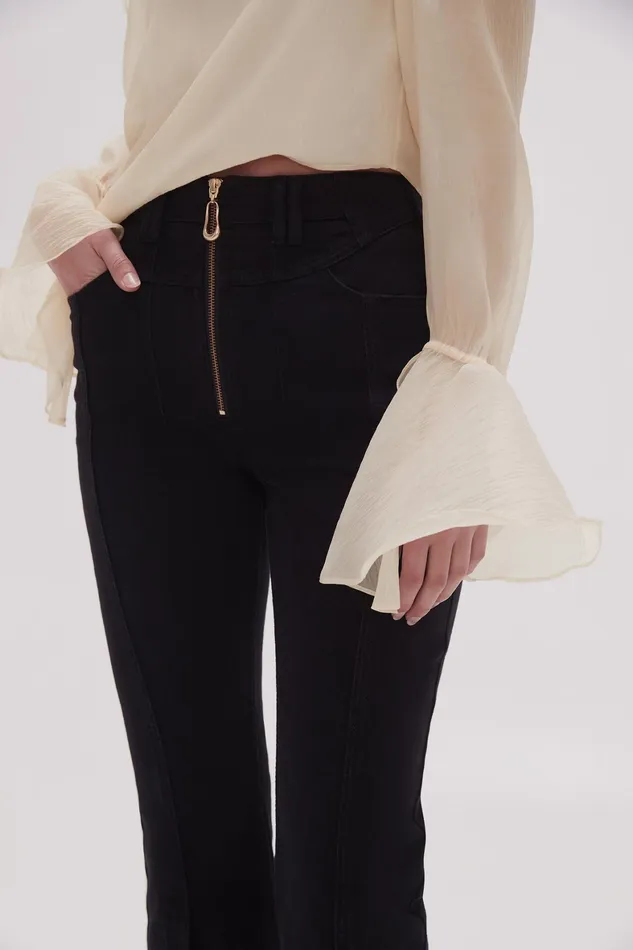 Aje Lola Denim Wide Leg Jeans Black Women Pants
