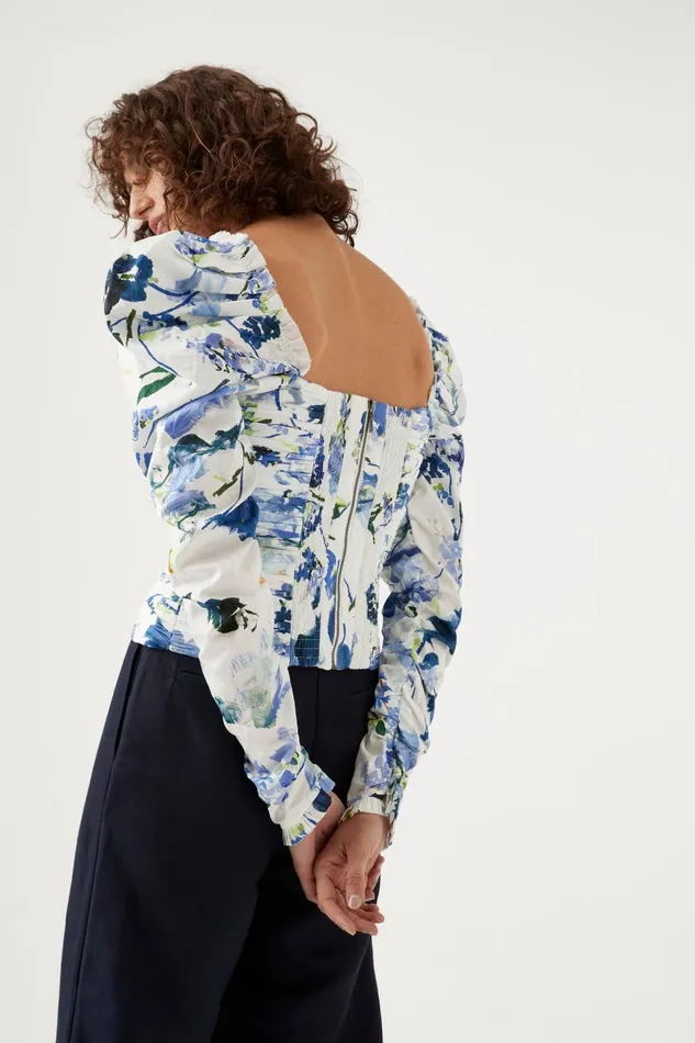 Aje Marlene Lavenders Ruched Top Lavenders Of Provence Print Women Tops