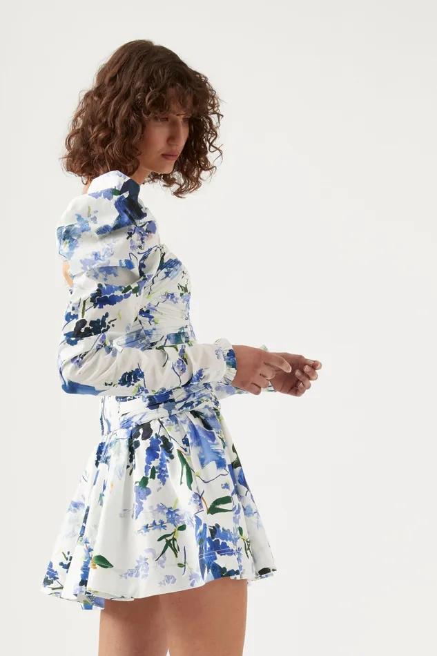 Aje Marlene Lavenders Ruched Top Lavenders Of Provence Print Women Tops