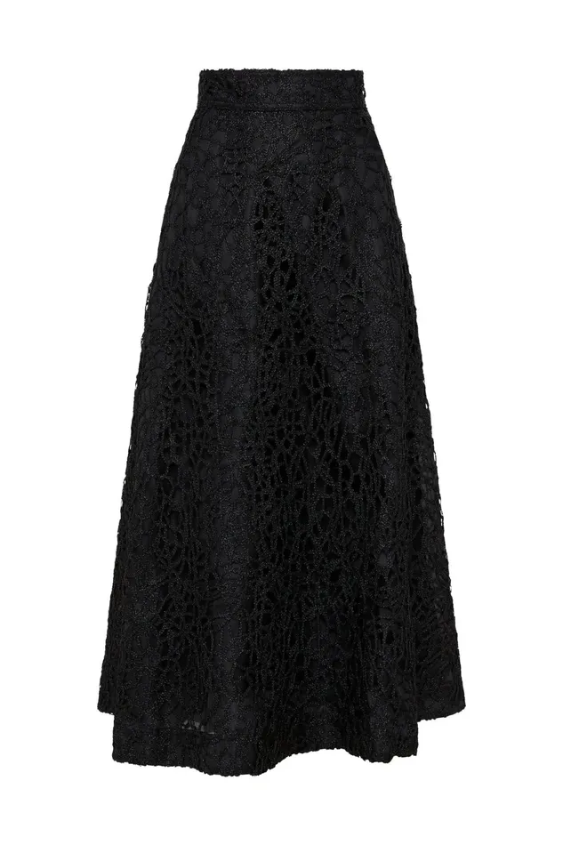 Aje Patina Lace Midi Skirt Black Women Skirts