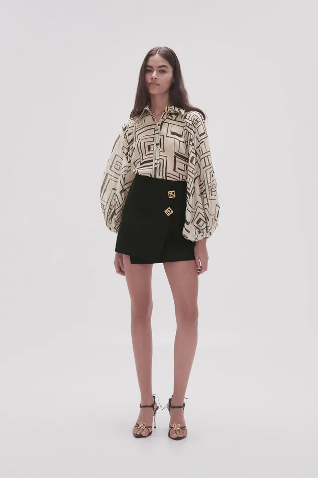 Aje Realm Wrap Front Mini Skirt Black Women Skirts
