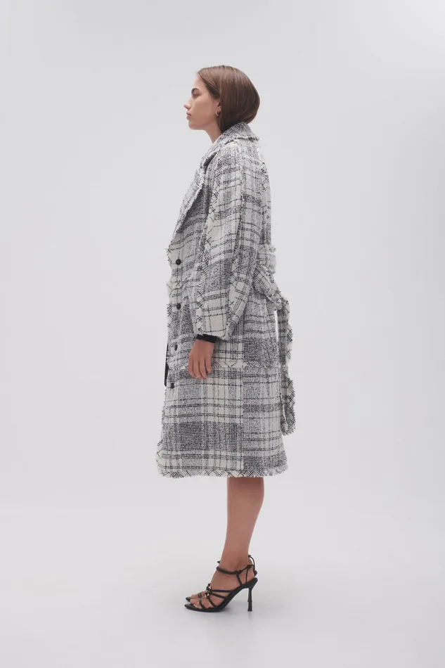 Aje Rebellion Coat Black White Check Women Blazers Jackets and Coats