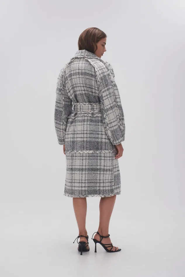 Aje Rebellion Coat Black White Check Women Blazers Jackets and Coats