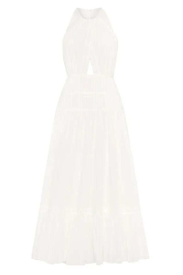 Aje Renata Eyelash Midi Dress Ivory Women Dresses