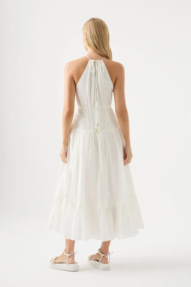 Aje Renata Eyelash Midi Dress Ivory Women Dresses