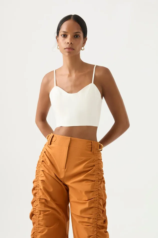 Aje Rowena Panelled Bralette Ivory Women Tops