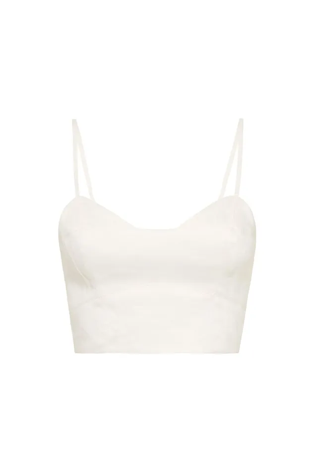 Aje Rowena Panelled Bralette Ivory Women Tops