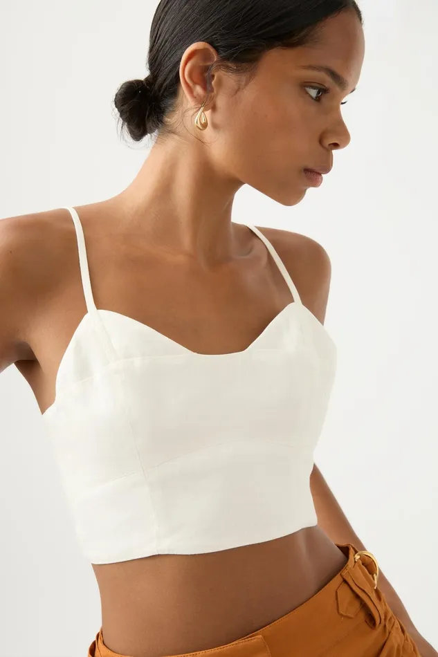 Aje Rowena Panelled Bralette Ivory Women Tops