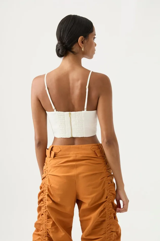 Aje Rowena Panelled Bralette Ivory Women Tops