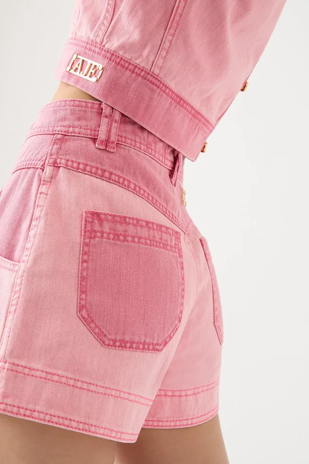 Aje Shades Pink Denim Short Two Tone Pink Women Shorts