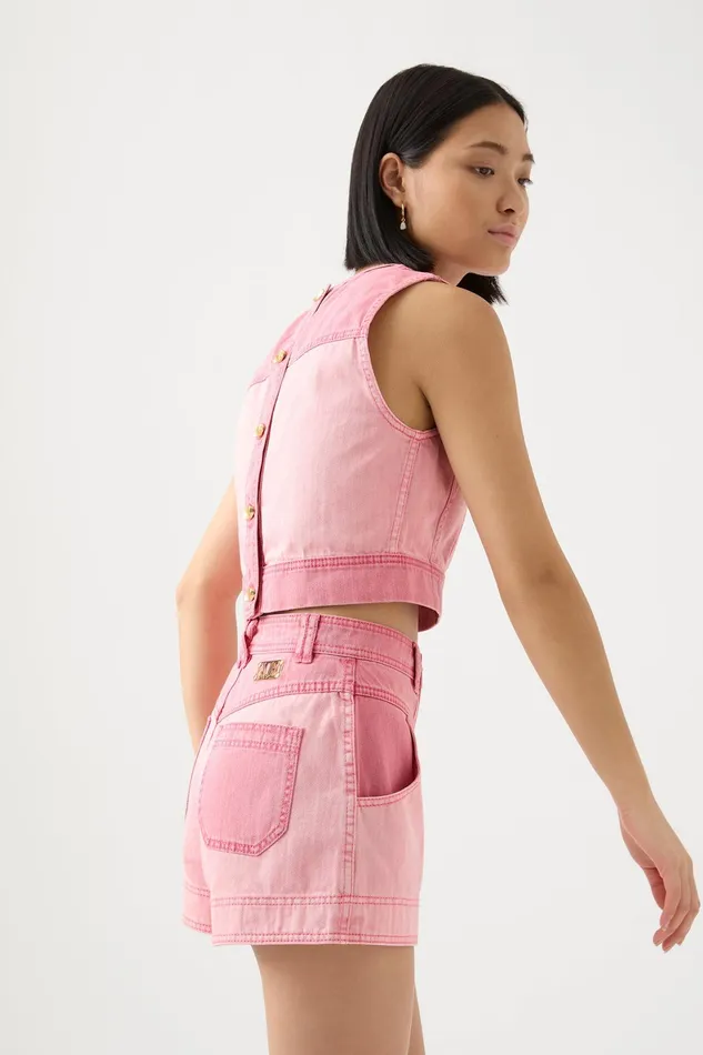 Aje Shades Pink Denim Short Two Tone Pink Women Shorts