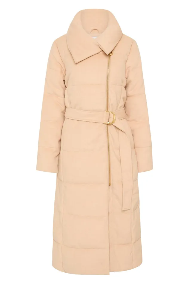 Aje Skyline Wool Puffer Coat Taupe Grey Women Blazers Jackets and Coats