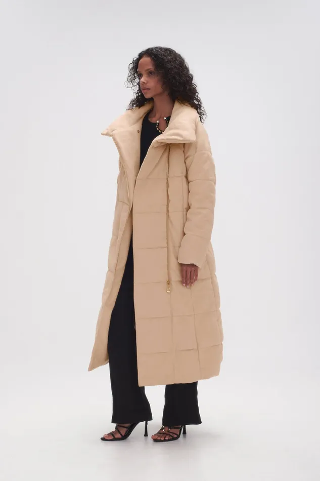 Aje Skyline Wool Puffer Coat Taupe Grey Women Blazers Jackets and Coats