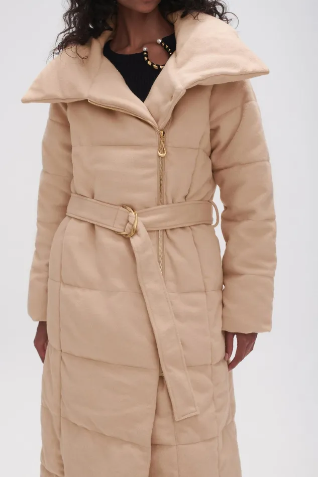 Aje Skyline Wool Puffer Coat Taupe Grey Women Blazers Jackets and Coats