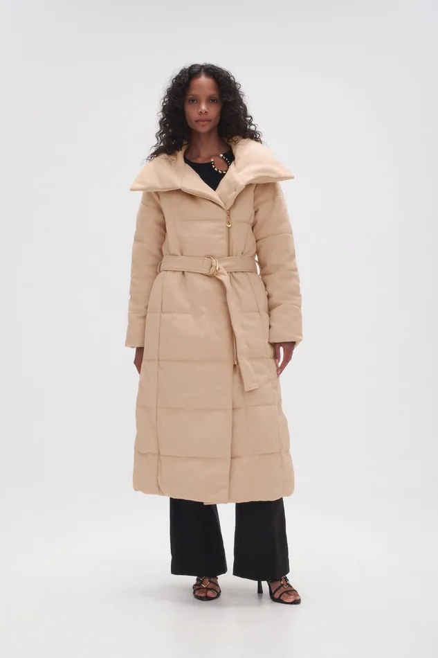 Aje Skyline Wool Puffer Coat Taupe Grey Women Blazers Jackets and Coats