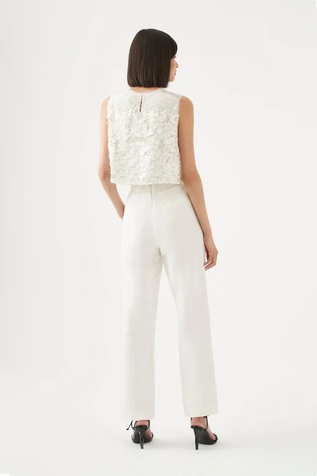 Aje Tate Straight Leg Pant Ivory Women Pants