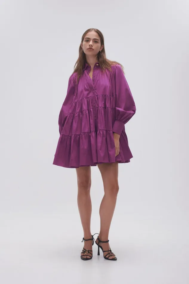 Aje Vie Smock Dress Plum Purple Women Dresses