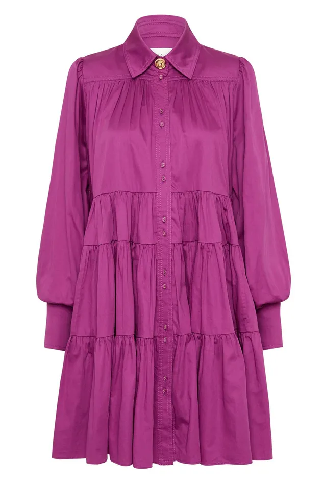 Aje Vie Smock Dress Plum Purple Women Dresses