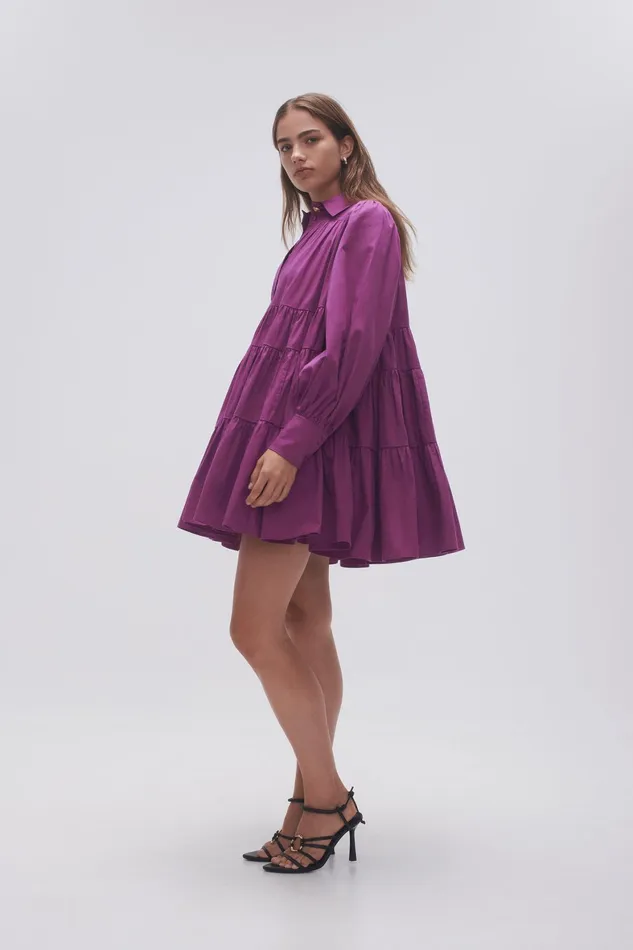 Aje Vie Smock Dress Plum Purple Women Dresses