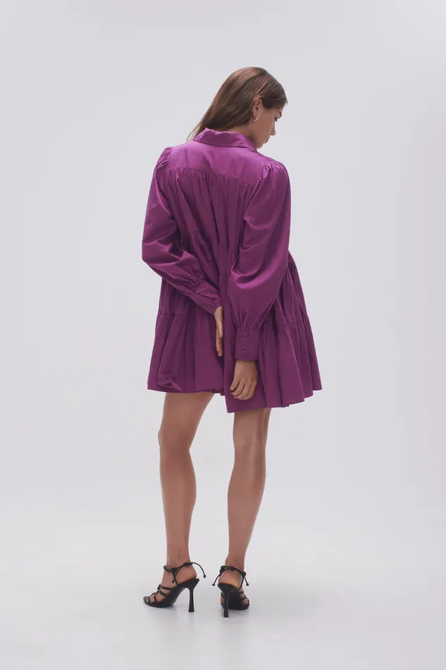 Aje Vie Smock Dress Plum Purple Women Dresses