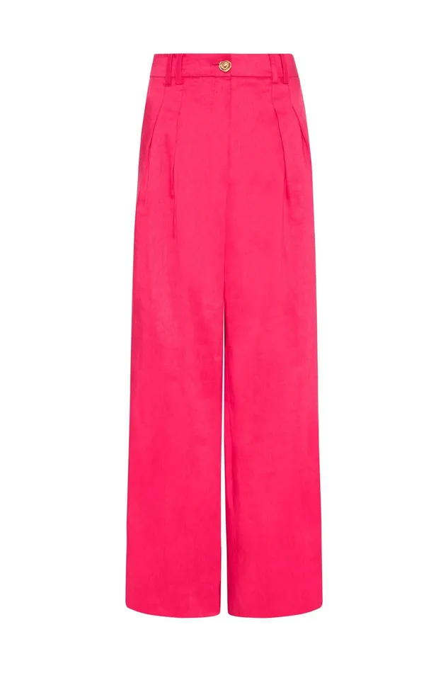 Aje Vista High Waist Wide Leg Pant Bougainvillea Red Women Pants