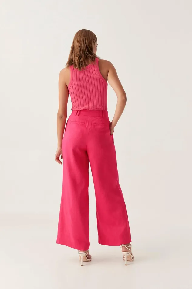 Aje Vista High Waist Wide Leg Pant Bougainvillea Red Women Pants