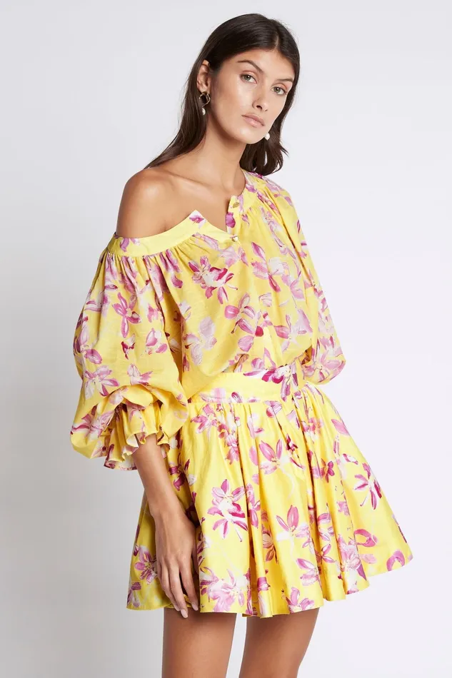 Aje Wildflower Mini Skirt Sunshine Fuchsia Floral Women Skirts
