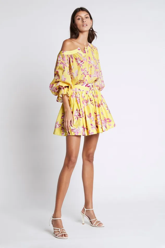 Aje Wildflower Mini Skirt Sunshine Fuchsia Floral Women Skirts