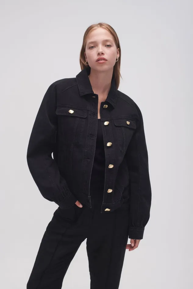 Aje Willa Denim Jacket Black Women Blazers Jackets and Coats