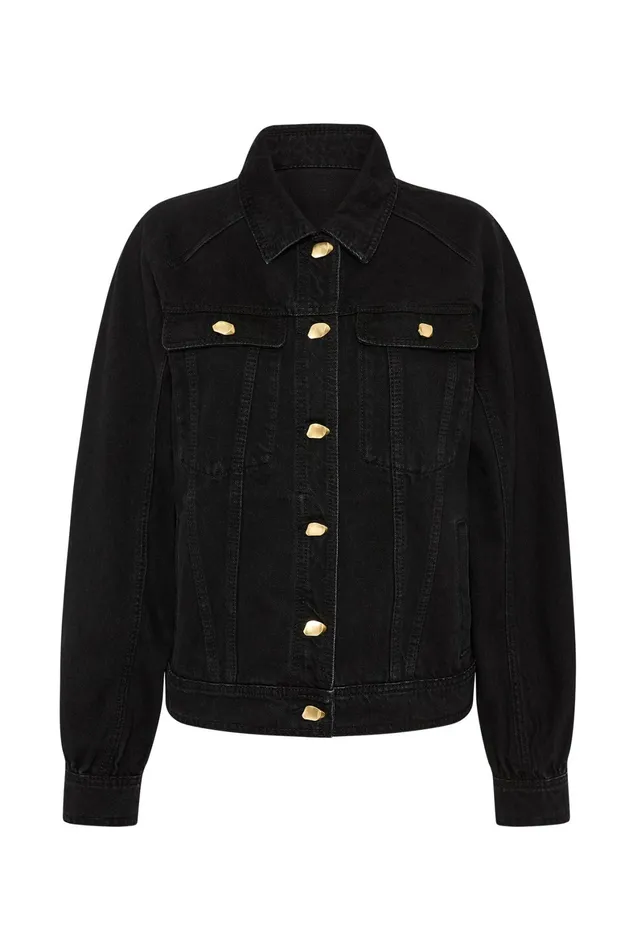 Aje Willa Denim Jacket Black Women Blazers Jackets and Coats