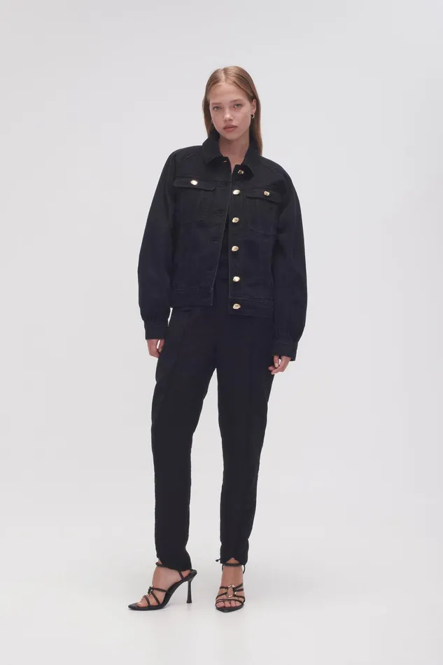 Aje Willa Denim Jacket Black Women Blazers Jackets and Coats