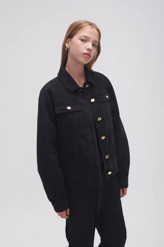 Aje Willa Denim Jacket Black Women Blazers Jackets and Coats