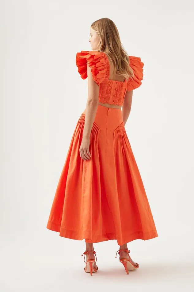 Aje Yves Midi Skirt Orange Women Skirts