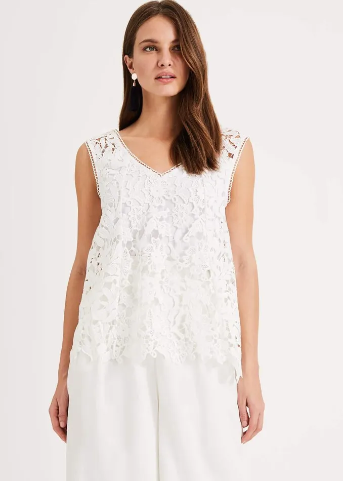 Aleah Lace Blouse White Women Phase Eight Knitwear