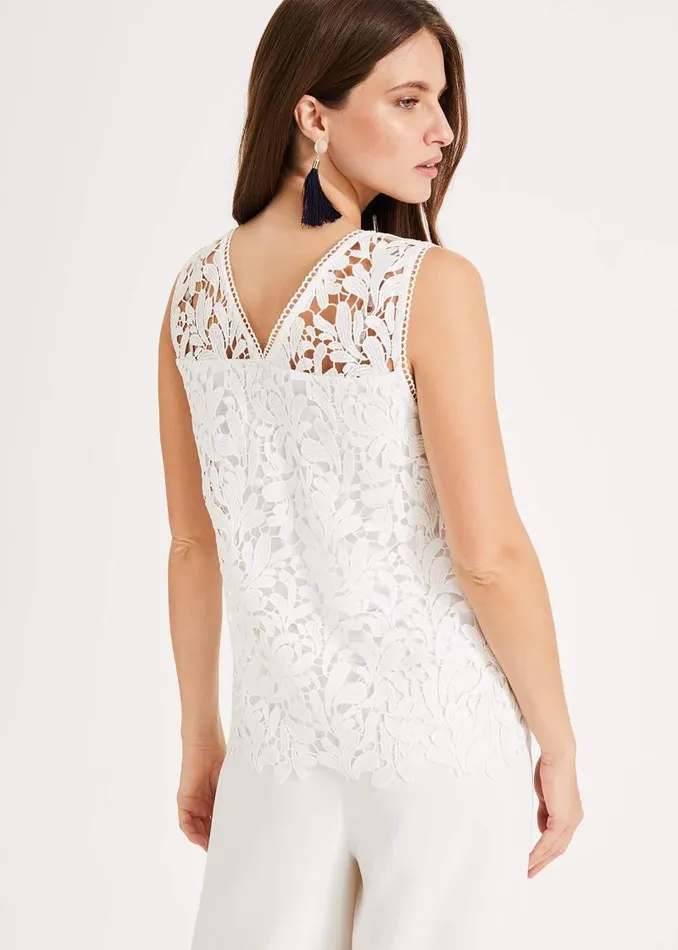 Aleah Lace Blouse White Women Phase Eight Knitwear
