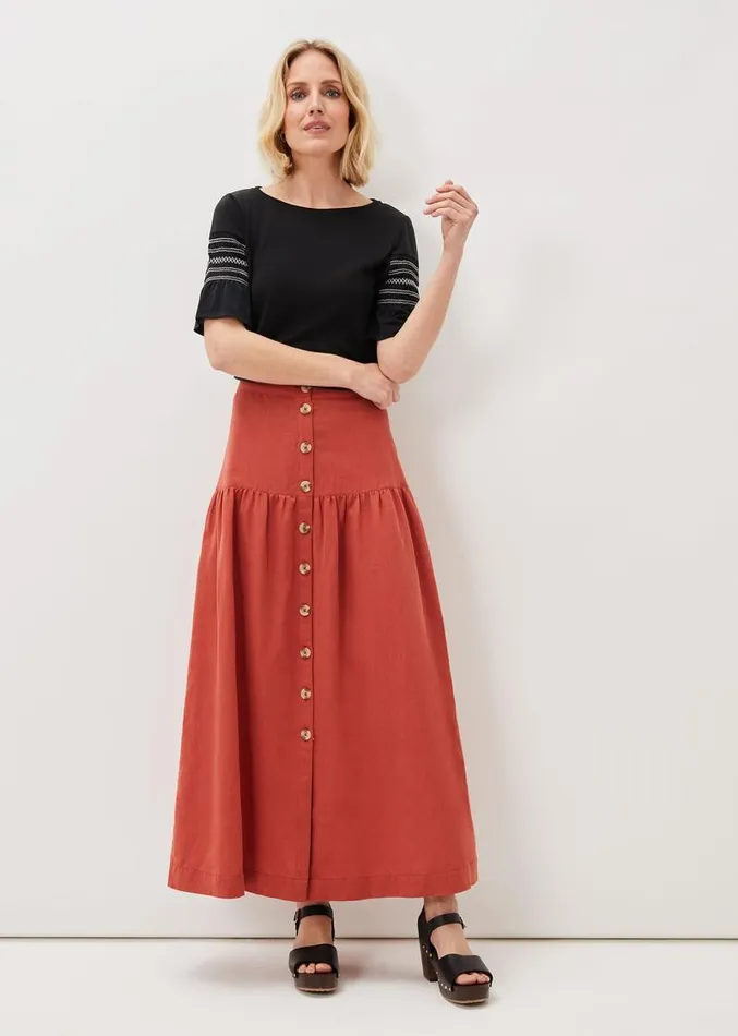 Alessia Linen Maxi Skirt Terracotta Women Phase Eight Skirts