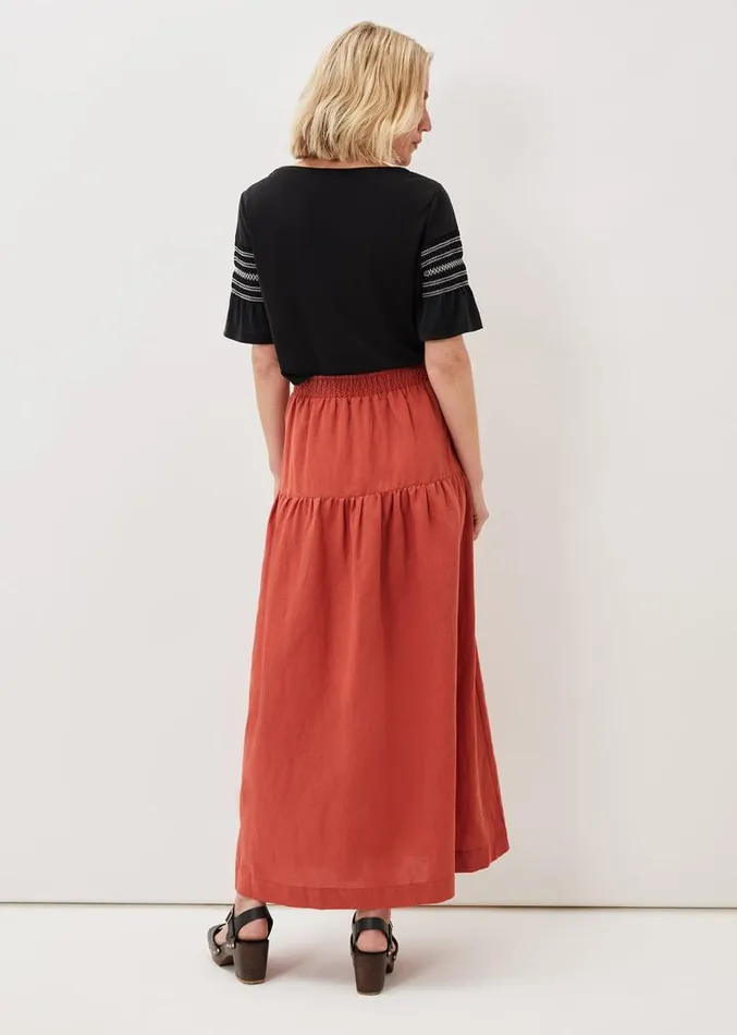 Alessia Linen Maxi Skirt Terracotta Women Phase Eight Skirts