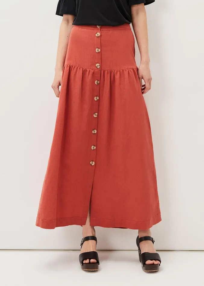 Alessia Linen Maxi Skirt Terracotta Women Phase Eight Skirts
