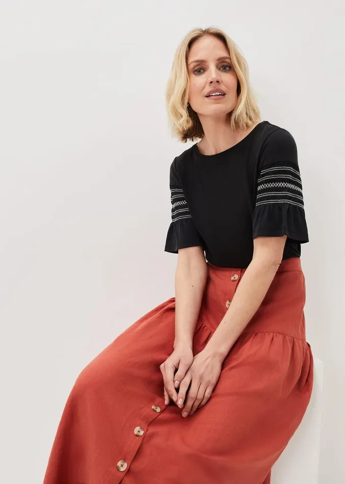 Alessia Linen Maxi Skirt Terracotta Women Phase Eight Skirts