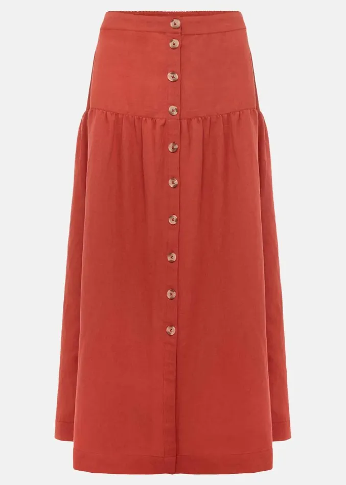 Alessia Linen Maxi Skirt Terracotta Women Phase Eight Skirts