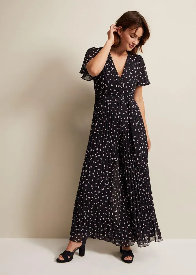 Alexandra Spot Pleat Jumpsuit Multicoloured Women Phase Eight Dresses