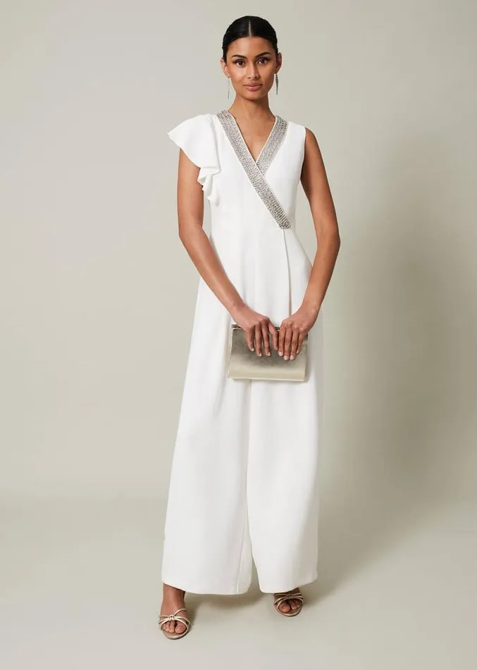 Alexis White Beaded Jumpsuit White Women Phase Eight Dresses