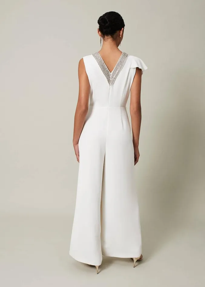 Alexis White Beaded Jumpsuit White Women Phase Eight Dresses