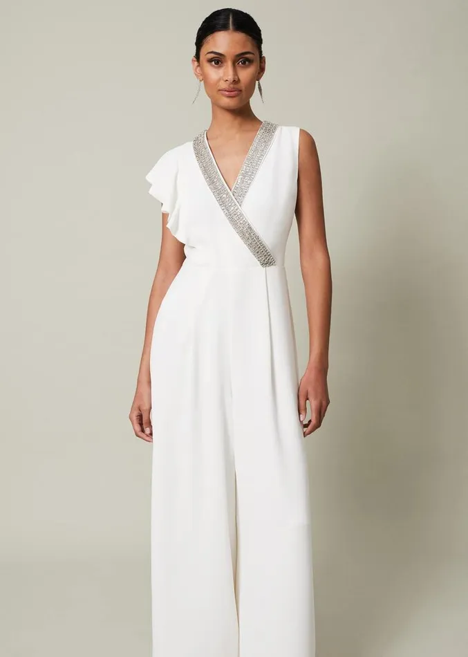 Alexis White Beaded Jumpsuit White Women Phase Eight Dresses