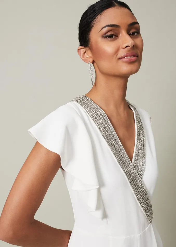 Alexis White Beaded Jumpsuit White Women Phase Eight Dresses