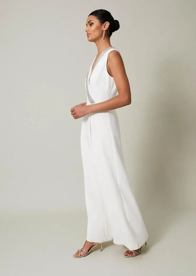 Alexis White Beaded Jumpsuit White Women Phase Eight Dresses