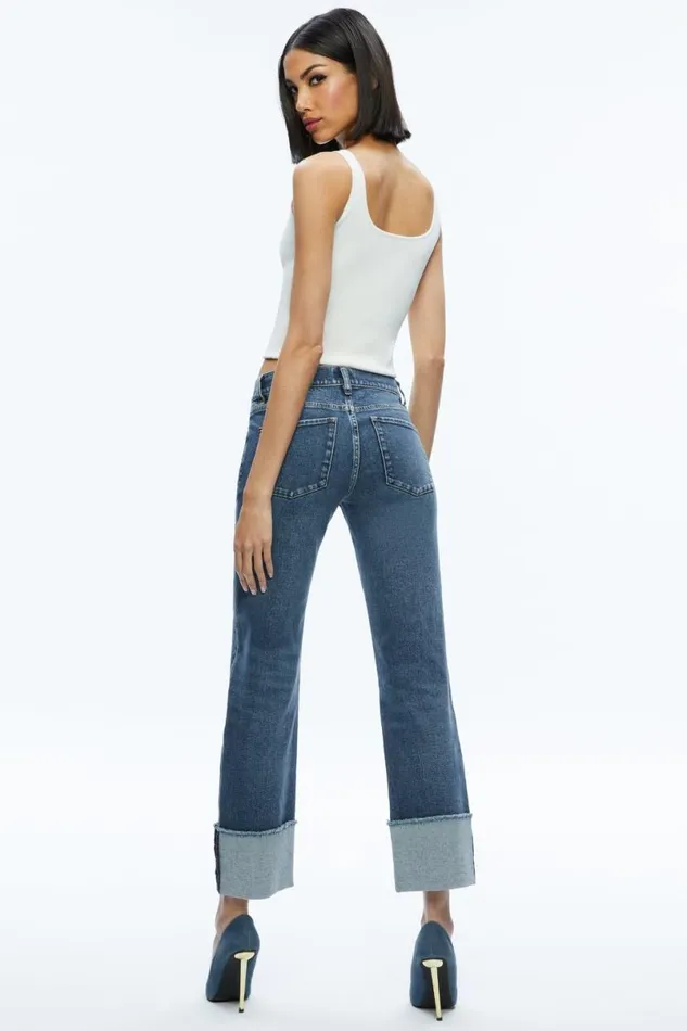 Alice Olivia Abilene Cuffed Jean Lola Blue Women Pants