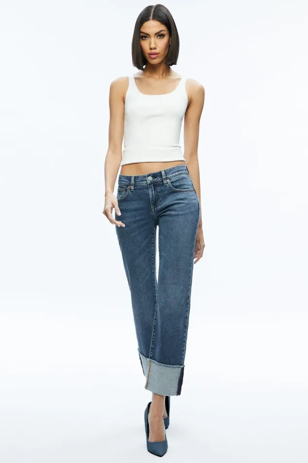 Alice Olivia Abilene Cuffed Jean Lola Blue Women Pants