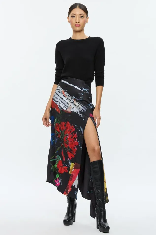 Alice Olivia Ayla Midi Slip Skirt Azalea Floral Women Skirts
